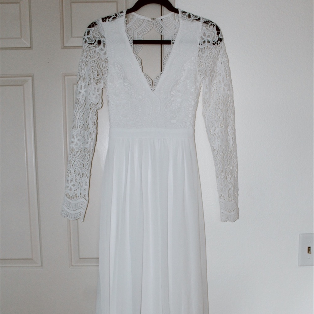 Lulus Awaken My Love Long Sleeve Lace Maxi Dress